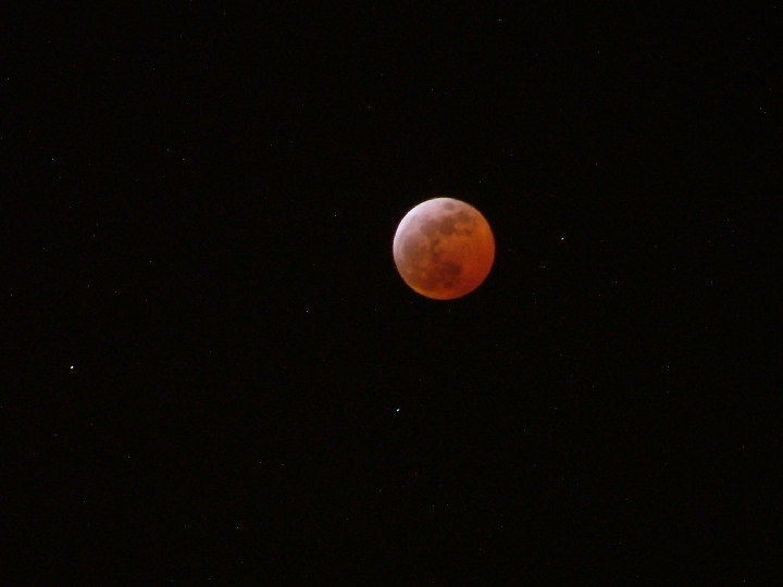 Luna Roja I.JPG -       LUNA ROJA (ECLIPSE TOTAL DE LUNA)      * Fecha:   3-03-2007     * Lugar:      Pozuelo de Alarc�n (Madrid)        * Telescopio:   sin telescopio     * Montura:   sin montura     * C�mara:   C�mara Digital Fujifilm S500 sobre tr�pode     * M�todo:   2 s. ISO 200     * Procesado:   sin procesar     * Visibilidad:   buena   